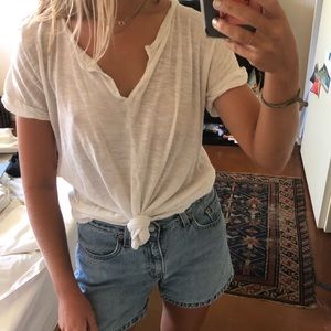 Madewell basic heather white notch neck tshirt